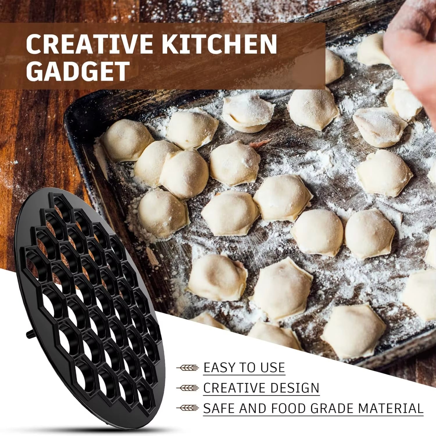 Close-up of dumpling mould showing 37 round pockets | ARLOW
