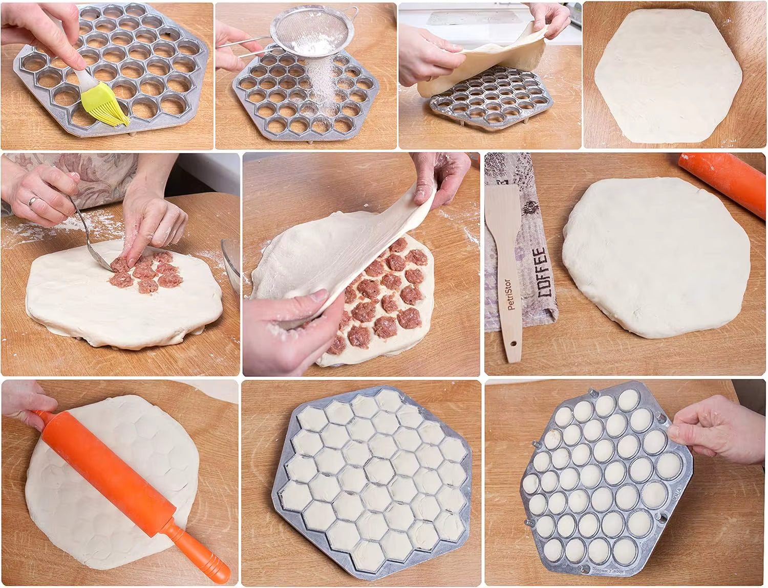 Pressing dumplings with ARLOW ravioli maker kitchen tool | ARLOW