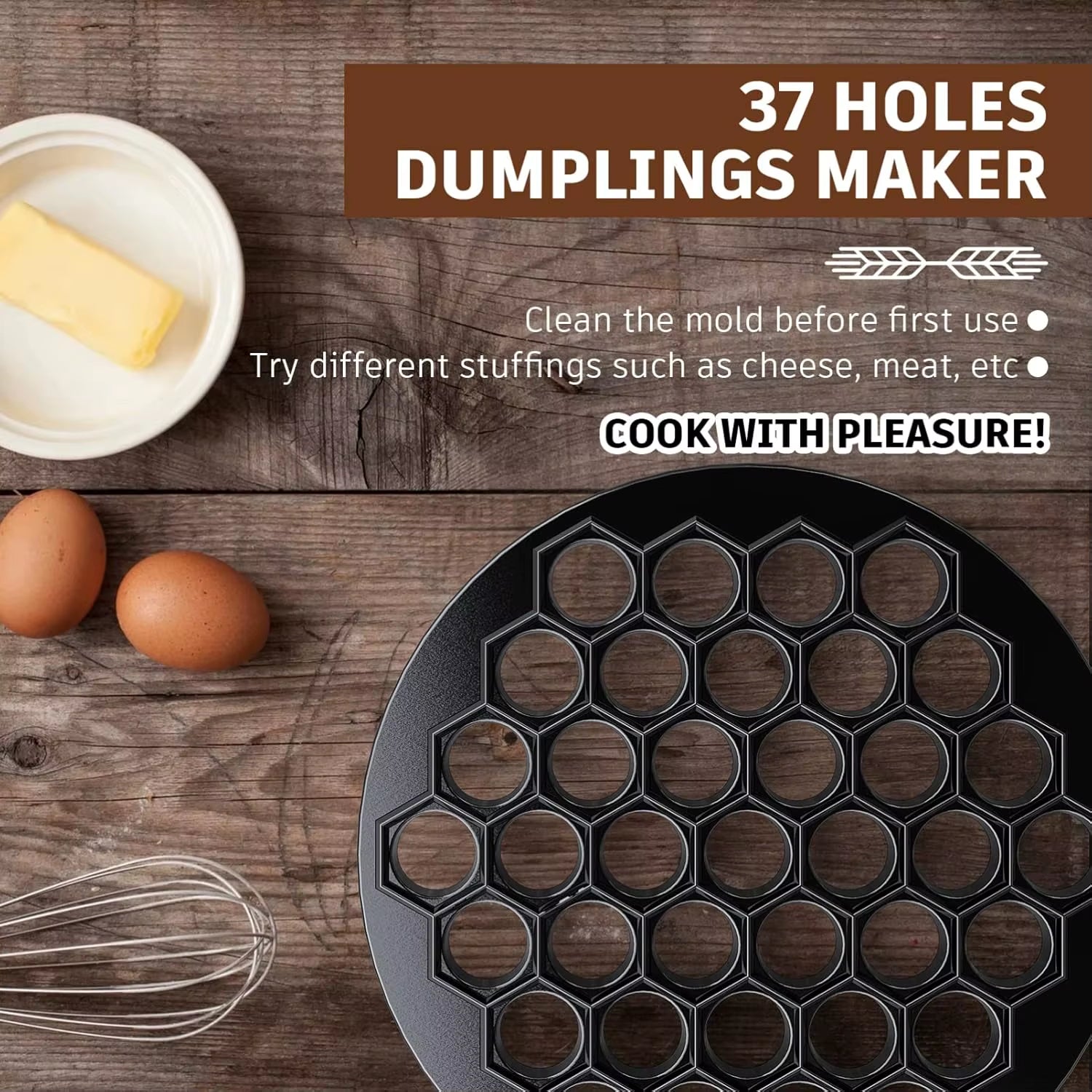 Aluminum dumpling maker with dough ready for pressing | ARLOW