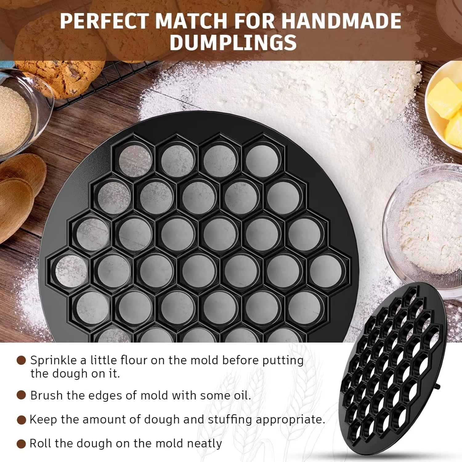 Aluminum dumpling maker with dough ready for pressing | ARLOW