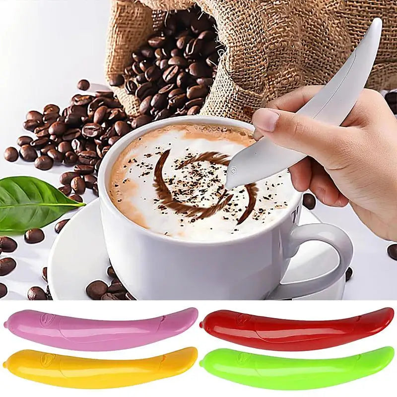 Close-up tip of latte art pen creating swirl pattern | ARLOW