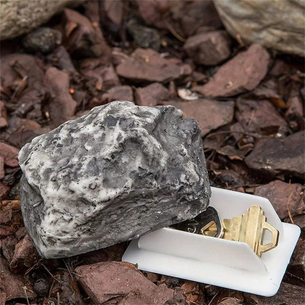 Realistic resin stone key safe opened showing compartment | ARLOW