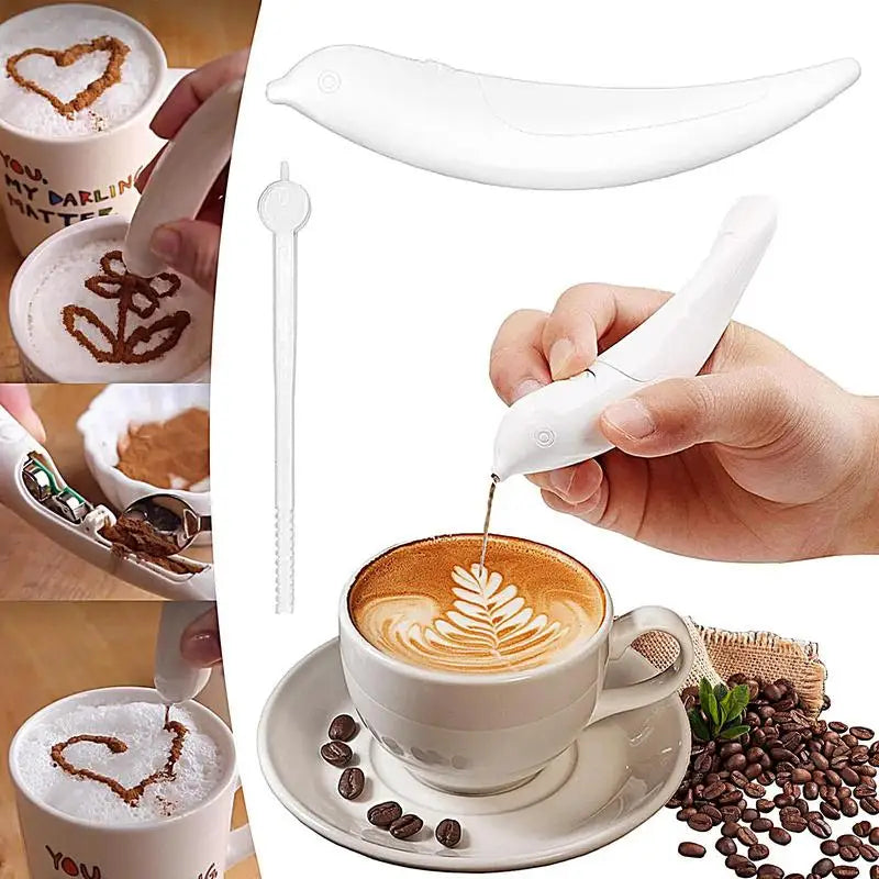 Close-up tip of latte art pen creating swirl pattern | ARLOW