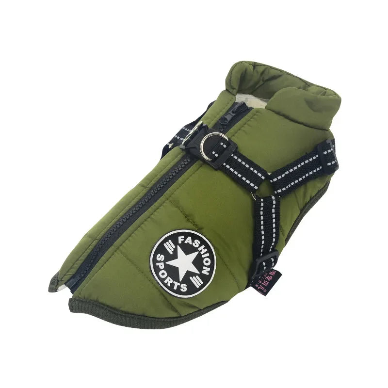 Dog winter jacket color options red black green navy | ARLOW