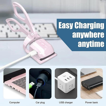 Compact rechargeable eyelash curler with soft tip heating coil | ARLOW